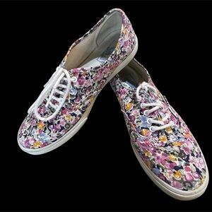 Vans Women's Floral Lace Up Sneakers Flowers Shoes 8.5 Classic Style Vibrant